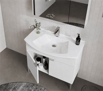 Orka Purus 80 cm, Parlak Beyaz, Banyo Dolabı Alt Modül Ve Lavabo, (Ayaklı), 5007961