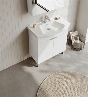 Orka Purus 80 cm, Parlak Beyaz, Banyo Dolabı Alt Modül Ve Lavabo, (Ayaklı), 5007961