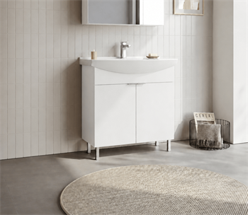 Orka Purus 80 cm, Parlak Beyaz, Banyo Dolabı Alt Modül Ve Lavabo, (Ayaklı), 5007961