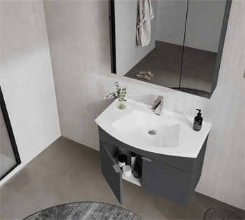 Orka Purus 80 cm ,Mat Antrasit, Banyo Dolabı Takımı (Dolaplı Ayna), 5008343