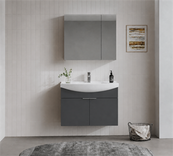Orka Purus 80 cm ,Mat Antrasit, Banyo Dolabı Takımı (Dolaplı Ayna), 5008343