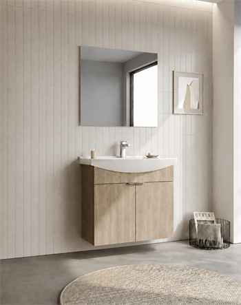 Orka Purus 80 cm ,Budva, Banyo Dolabı Takımı (Asma,Düz Ayna), 5008324