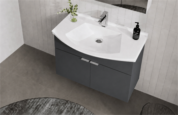 Orka Purus 80 cm ,Mat Antrasit, Banyo Dolabı Takımı (Asma,Düz Ayna), 5008325