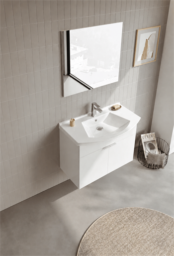 Orka Purus 80 cm ,Parlak Beyaz, Banyo Dolabı Takımı (Asma,Düz Ayna), 5008326