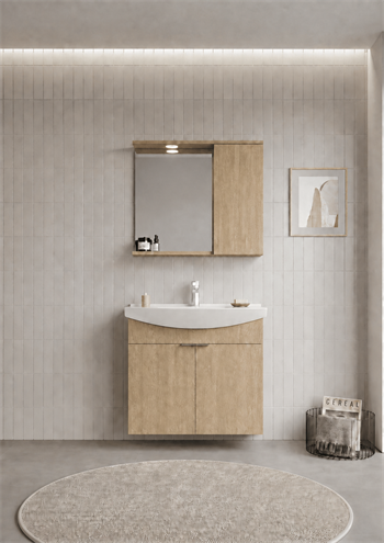 Orka Purus 80 cm ,Budva, Banyo Dolabı Takımı (Asma,Spotlu Ayna), 5007993