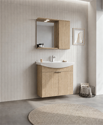 Orka Purus 80 cm ,Budva, Banyo Dolabı Takımı (Asma,Spotlu Ayna), 5007993