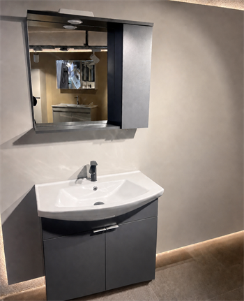 Orka Purus 80 cm ,Mat Antrasit, Banyo Dolabı Takımı (Asma,Spotlu Ayna), 5007984