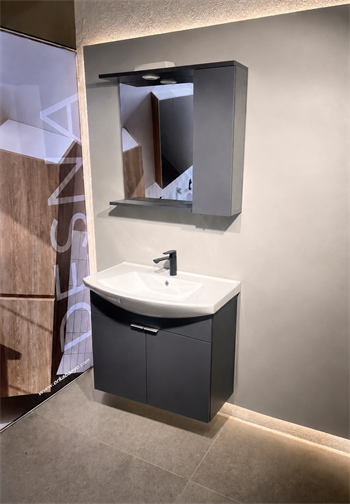 Orka Purus 80 cm ,Mat Antrasit, Banyo Dolabı Takımı (Asma,Spotlu Ayna), 5007984