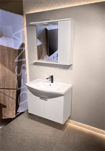 Orka Purus 80 cm ,Parlak Beyaz, Banyo Dolabı Takımı (Asma,Spotlu Ayna), 5007973