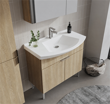 Orka Purus 80 cm ,Budva, Banyo Dolabı Takımı (Ayaklı,Dolaplı Ayna), 5008483