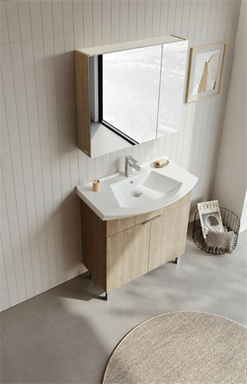 Orka Purus 80 cm ,Budva, Banyo Dolabı Takımı (Ayaklı,Dolaplı Ayna), 5008483