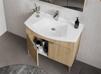 Orka Purus 80 cm ,Budva, Banyo Dolabı Takımı (Ayaklı,Düz Ayna), 5008471