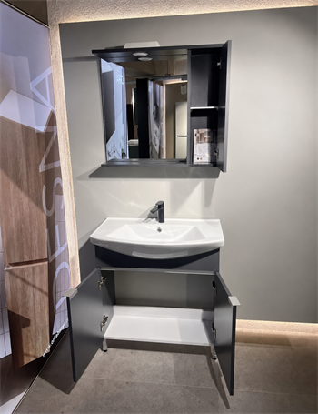 Orka Purus 80 cm ,Mat Antrasit, Banyo Dolabı Takımı (Ayaklı,Spotlu Ayna), 5008441