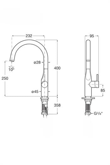 Roca Eviye Bataryası, Glera, Döner Çıkış Uçlu, Krom, A5A844DC00