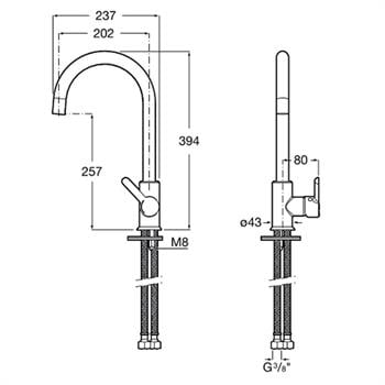 Roca Eviye Bataryası, Mencia, Döner Çıkış Uçlu, Krom, A5A7409C00 