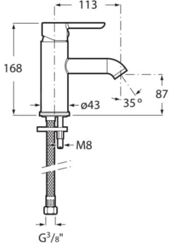 ROCA Lavabo Batarya, Carelia, PVD Everlux, Rose Gold, A5A328ARGK
