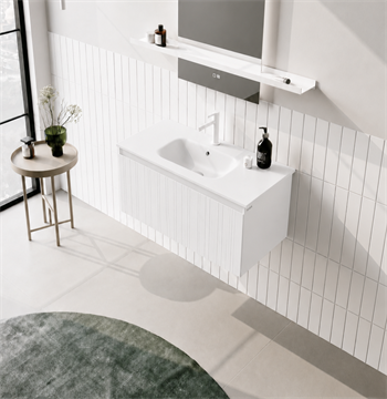 Orka Salina 100 cm Mat Beyaz Banyo Dolabı Alt Modül ve Lavabo, 5007410