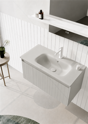 Orka Salina 100 cm Mat Kaşmir Banyo Dolabı Alt Modül ve Lavabo, 5007411