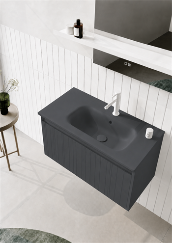 Orka Salina 100 cm Mat Antrasit Banyo Dolabı Alt Modül ve Lavabo, 5007412