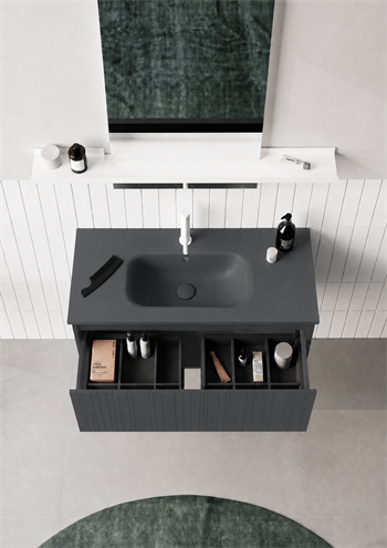 Orka Salina 100 cm Mat Antrasit Banyo Dolabı Alt Modül ve Lavabo, 5007412