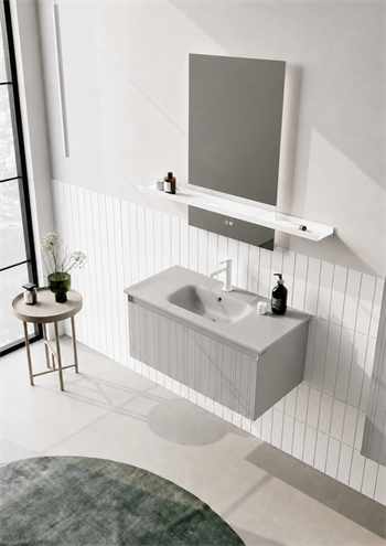 Orka Salina Banyo Dolabı Takımı, 100 cm, Mat Kaşmir Lake (Ledli Ayna), 5007417