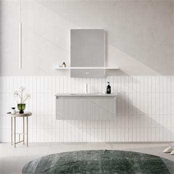 Orka Salina Banyo Dolabı Takımı, 100 cm, Mat Kaşmir Lake (Ledli Ayna), 5007417