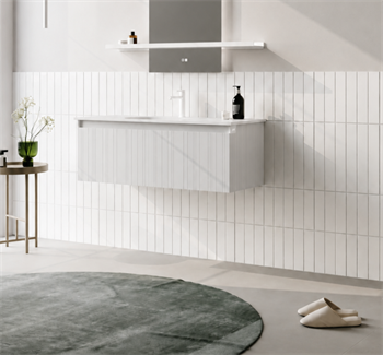 Orka Salina 120 cm Mat Beyaz Banyo Dolabı Alt Modül ve Lavabo, 5007413