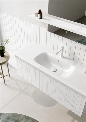 Orka Salina 120 cm Mat Beyaz Banyo Dolabı Alt Modül ve Lavabo, 5007413