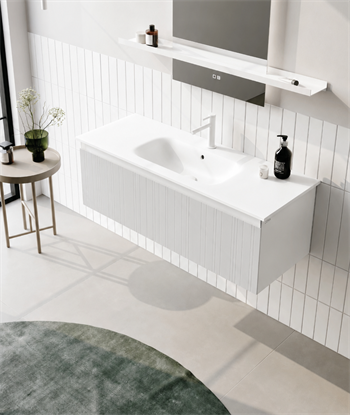 Orka Salina 120 cm Mat Beyaz Banyo Dolabı Alt Modül ve Lavabo, 5007413