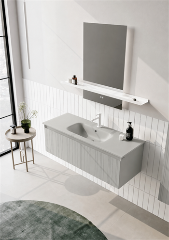Orka Salina Banyo Dolabı Takımı, 120 cm, Mat Kaşmir Lake (Ledli Ayna), 5007420