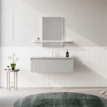 Orka Salina Banyo Dolabı Takımı, 120 cm, Mat Kaşmir Lake (Ledli Ayna), 5007420