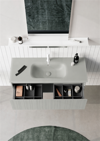Orka Salina Banyo Dolabı Takımı, 120 cm, Mat Kaşmir Lake (Ledli Ayna), 5007420
