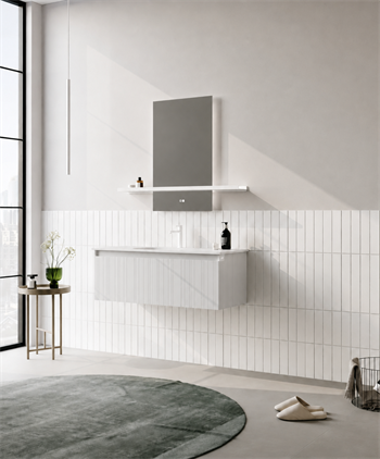 Orka Salina Banyo Dolabı Takımı, 120 cm, Mat Beyaz Lake (Ledli Ayna), 5007419