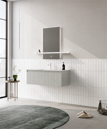Orka Salina Banyo Dolabı Takımı, 120 cm, Mat Kaşmir Lake (Ledli Ayna), 5007420
