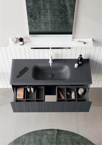 Orka Salina Banyo Dolabı Takımı, 120 cm, Mat Antrasit Lake (Ledli Ayna), 5007421