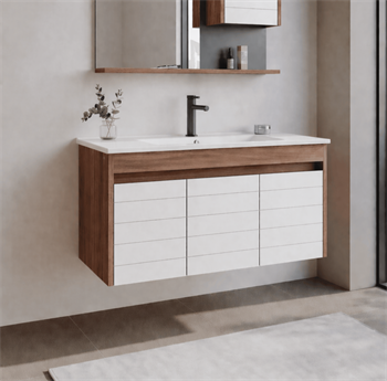 Orka Serra 100 cm Navaro/Beyaz Banyo Dolabı Alt Modül ve Lavabo, 5007553