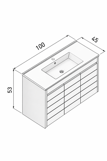 Orka Serra 100 cm Navaro/Antrasit Banyo Dolabı Alt Modül ve Lavabo, 5007559