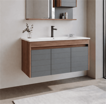 Orka Serra 100 cm Navaro/Antrasit Banyo Dolabı Alt Modül ve Lavabo, 5007559