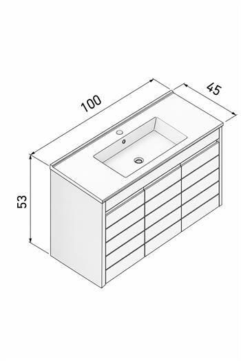 Orka Serra 100 cm Navaro/Beyaz Banyo Dolabı Alt Modül ve Lavabo, 5007553