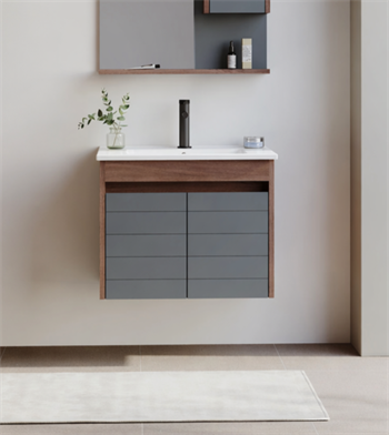 Orka Serra 65 cm Navaro/Antrasit Banyo Dolabı Alt Modül ve Lavabo, 5007557