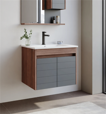 Orka Serra 65 cm Navaro/Antrasit Banyo Dolabı Alt Modül ve Lavabo, 5007557