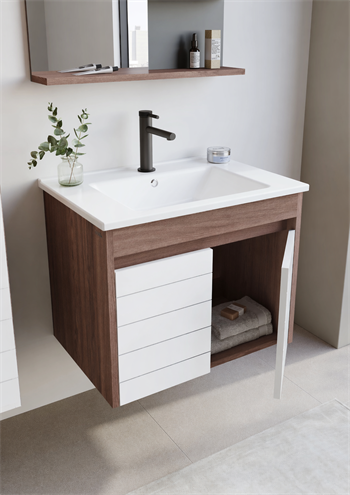 Orka Serra 65 cm Navaro/Beyaz Banyo Dolabı Alt Modül ve Lavabo, 5007554