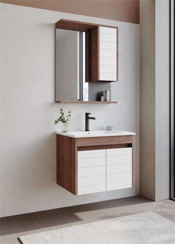 Orka Serra 65 cm Navaro/Beyaz Banyo Dolabı Alt Modül ve Lavabo, 5007554