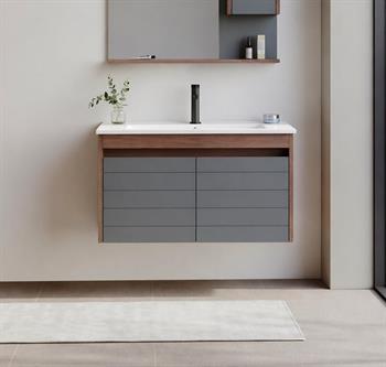 Orka Serra 85 cm Navaro/Antrasit Banyo Dolabı Alt Modül ve Lavabo, 5007558