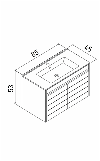 Orka Serra 85 cm Navaro/Antrasit Banyo Dolabı Alt Modül ve Lavabo, 5007558