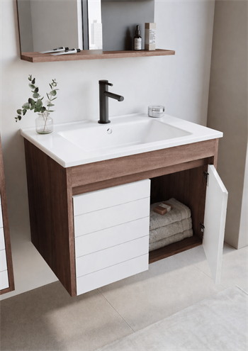 Orka Serra 85 cm Navaro/Beyaz Banyo Dolabı Takımı, 5007555