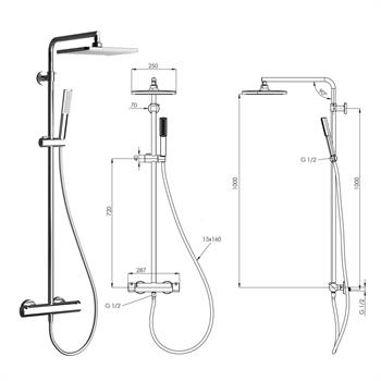 Teska Devon Termostatik İki Yönlü-Kare Krom DK2102C