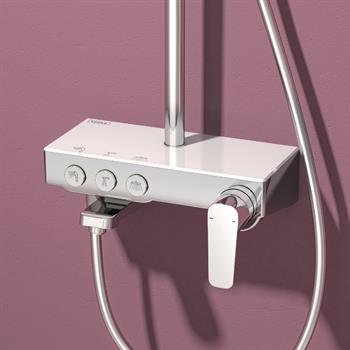 Teska Duş Kolonu, Niagara, Üç Yönlü, Beyaz Camlı, Krom, NG3501C