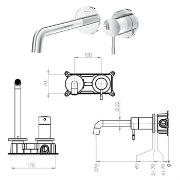 Teska Lavabo Bataryası, Atlas, Ankastre, Rose Gold, E5709