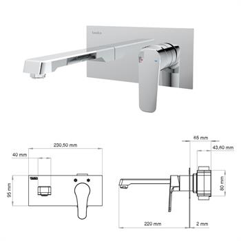 Teska Lavabo Bataryası, Quasar Pro, Ankastre, Altın, E5107